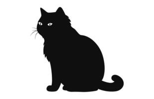 a exótico cabelo curto gato Preto silhueta vetor livre