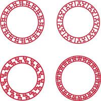 chinês círculo quadro, Armação ícones definir. ásia Projeto estilo. isolado vetor. vetor