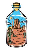 ilustração da paisagem do deserto em uma garrafa vetor