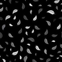 textura de folhagem de vetor em fundo preto, ilustração de padrão sem emenda