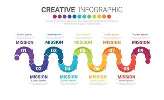 modelo de design de infográfico com 9 opções vetor