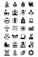 conjunto de ícones de estilo sólido de natal vetor