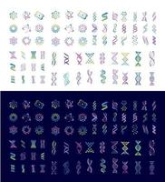 bigset de sinal genético de dna, ícones e coleção de elementos. colorido do símbolo de dna isolado. vetor de DNA