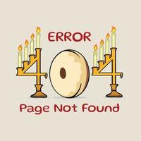 mensagem de erro 404 com o tema hanukkah. opa página não encontrada. página ausente em breve mensagem de erro. girando o personagem bonito do jogo dreidel. vetor