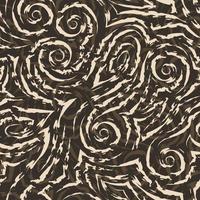 Vector bege sem costura padrão desenhado com um pincel para decoração em um fundo marrom. linhas suaves com bordas rasgadas na forma de espirais de cantos e loops