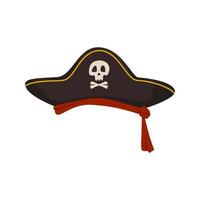 chapéu armado de pirata com caveira e ossos cruzados. cocar festivo para o baile de máscaras, carnaval ou feriado vetor