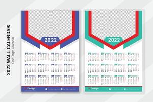 design de modelo de calendário de parede de uma página 2022 vetor