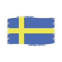 Vetor de bandeira da Suécia com pincel aquarela