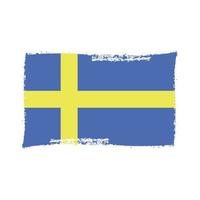 Vetor de bandeira da Suécia com pincel aquarela