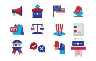 conjunto de ícones das eleições gerais dos Estados Unidos vetor