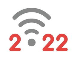 conceito de vetor de ano novo 2022, símbolo de wi-fi sem fio em vez de zero