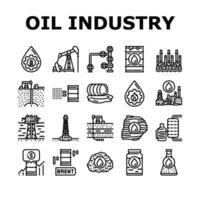 óleo indústria fábrica plantar ícones conjunto vetor