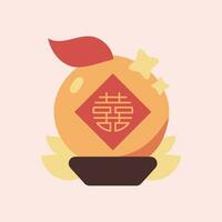 chinês Novo ano por sorte laranja vetor ilustração dentro plano Projeto estilo