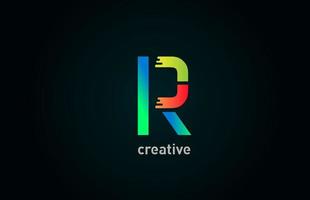 r ícone colorido do design do logotipo da letra do alfabeto em azul verde laranja para empresa e negócios vetor