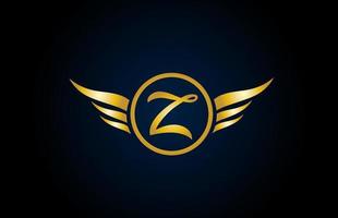 ícone de logotipo de letra do alfabeto asas de ouro dourado z com design elegante para empresas e negócios vetor