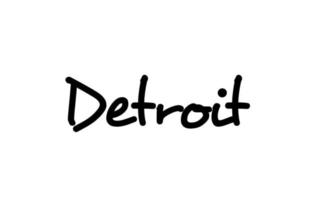 Letras de mão do texto manuscrito da cidade de Detroit. texto de caligrafia. tipografia na cor preta vetor