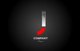 j vermelho cinza alfabeto letra logo ícone design para negócios e empresa vetor