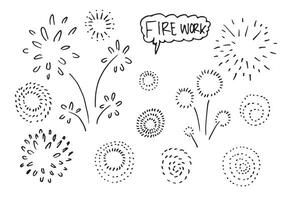 conjunto de doodle starburst isolado na mão de fundo branco desenhada de sunburst. elementos de design. ilustração vetorial. vetor