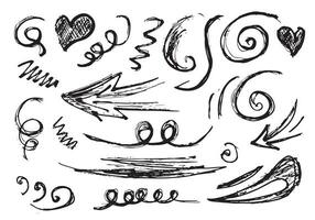 doodle elementos de cenografia isolados no fundo branco. rabisco abstrato desenhado à mão para design de conceito. ilustração vetorial. vetor