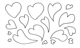 doodle corações, mão desenhada amor coração collection.vector ilustração. vetor