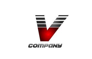 v design do ícone do logotipo da letra do alfabeto em vermelho cinza gradiente para negócios e empresa vetor