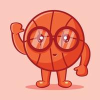 desenho animado isolado mascote da bola de basquete geek em estilo simples vetor