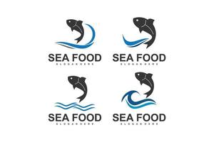 ilustração de ícone de vetor de design de modelo de logotipo de frutos do mar