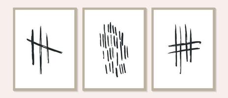 pôster contemporâneo com formas de pinceladas orgânicas abstratas e arte de parede em preto e branco. modelos de linha de tinta pastel. fundo boho em ilustração vetorial de estilo minimalista de meados do século vetor