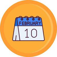 10º do fevereiro linha preenchidas ícone vetor