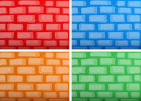 Modelo de plano de fundo com brickwalls em quatro cores diferentes vetor