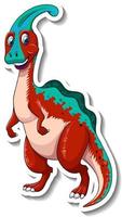 Adesivo de personagem de desenho animado de dinossauro parasaurolophus vetor
