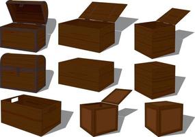 ilustração vetorial de coleção de recipientes de madeira vetor