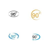 ícone de sinal de ângulo 90 graus. símbolo de matemática de geometria. ângulo certo. ícone plano clássico. círculos coloridos. vetor