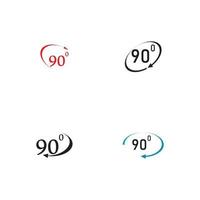 ícone de sinal de ângulo 90 graus. símbolo de matemática de geometria. ângulo certo. ícone plano clássico. círculos coloridos. vetor