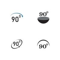 ícone de sinal de ângulo 90 graus. símbolo de matemática de geometria. ângulo certo. ícone plano clássico. círculos coloridos. vetor