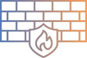 ícone de gradiente de linha de firewall vetor