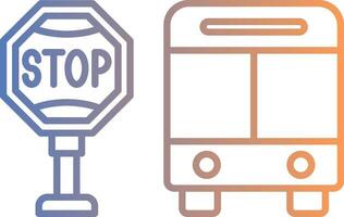 ícone de gradiente de linha de parada de ônibus vetor