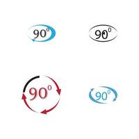 ícone de sinal de ângulo 90 graus. símbolo de matemática de geometria. ângulo certo. ícone plano clássico. círculos coloridos. vetor