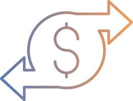ícone de gradiente de linha de transferência de dinheiro vetor