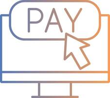 ícone de gradiente de linha de pagamento online vetor