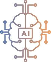 ícone de gradiente de linha de inteligência artificial vetor