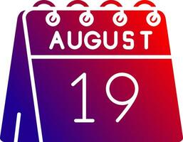 19 do agosto sólido gradiente ícone vetor