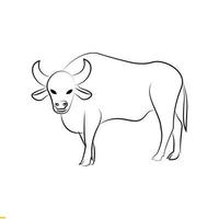 design de logotipo de vetor de arte em linha de búfalo para negócios e empresas
