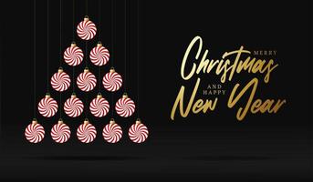 árvore de natal doce criativa feita de bolas de bala de hortelã para a  celebração do Natal e do ano novo em fundo preto de luxo 3699520 Vetor no  Vecteezy