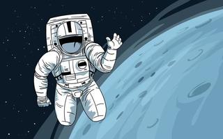 fundo do espaço com astronauta e lua vetor