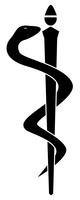 Símbolo médico de caduceu, com uma cobra e pessoal, ilustração vetorial vetor