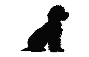 uma cockapoo cachorro Preto silhueta vetor livre