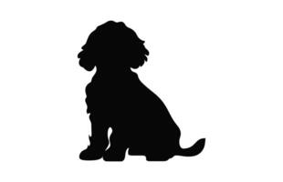 uma cockapoo cachorro Preto silhueta vetor livre