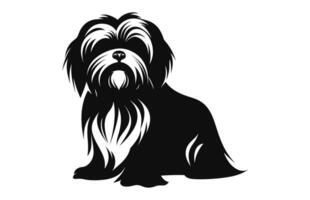 shih tzu cachorro Preto silhueta vetor isolado em uma branco fundo