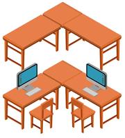 Design 3D para mesas e cadeiras vetor
